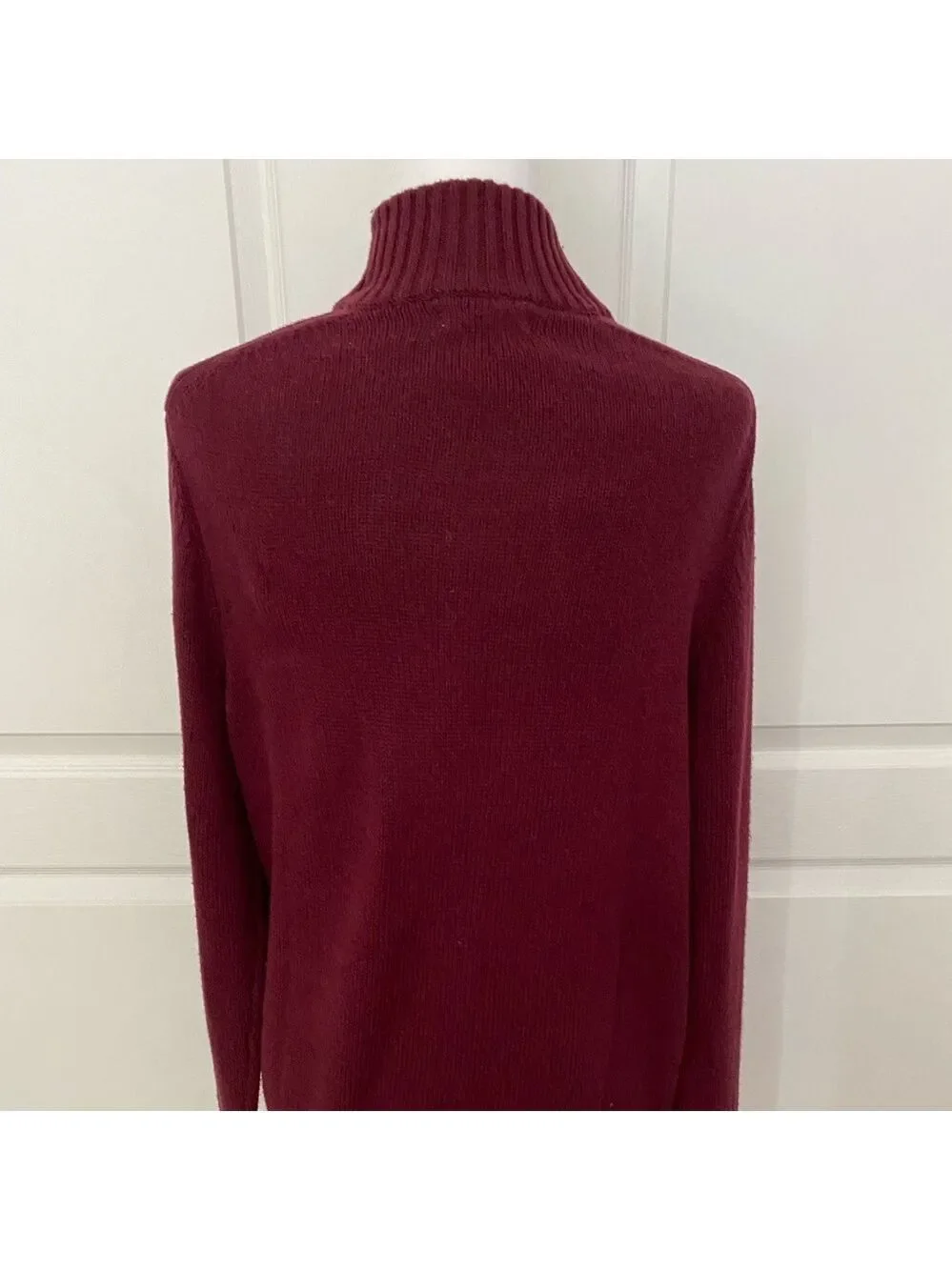 Sonoma Half-Zip Mock Neck Sweater | Burgundy Knit | Size Large - Picture 5 of 11